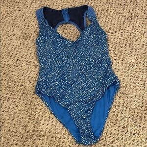 Nike Blue and White Women's Swimsuit  E
